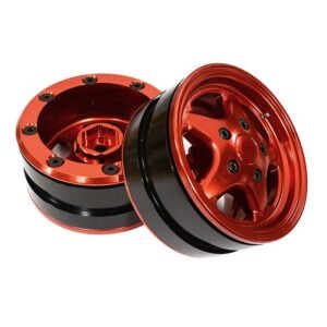 Integy 1.9 Alloy 5 Spoke Wheel, Red: Rock Crawler (2)-INTC29060RED